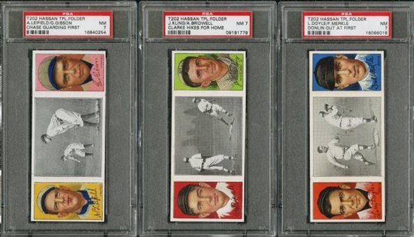 T202 Hassan Triple Folders Lot of 5 Cards - All PSA Graded NM 7